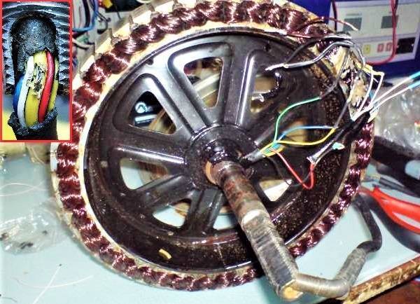 Восстановление фазных проводов на мотор-колесе