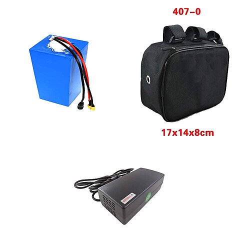 Комплект МК 350Вт 20" с АКБ 36/48 Вольт, переднее/редукторный, сумка + Грин LCD (+ Li-ion АКБ 36В 10,4А*ч (374 Вт*ч) 10S4P, CNh 18650, сумка 407-0, + LCD дисплей Грин)