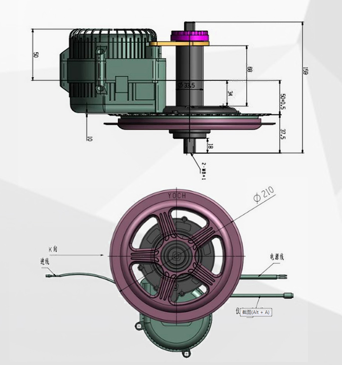 Кареточный электромотор YOCH 48V 1300W, 68/73 мм (комплект) купить ...