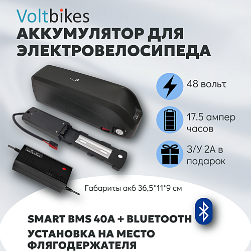 Аккумулятор для электровелосипеда 48V 17,5Ah (841 Вт*ч) Корпус Hailong 2 Plus + ЗУ Акция