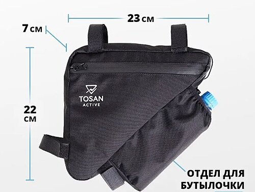 Сумка для АКБ на раму электровелосипеда TOSAN Frame (черный)